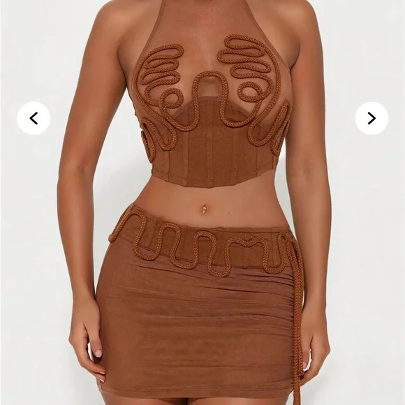 Fashion Nova Brown Mini Skirt Set - Picture 13 of 14